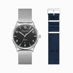 Fashion Set Code TS schwarze Uhr und dunkelblaues Armband Damen Uhren|Damenuhren